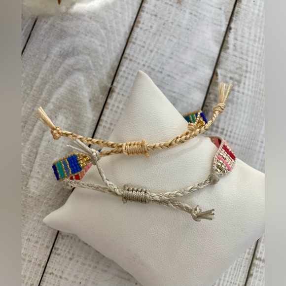 Stripes bead loom adjustable bracelet- in pinks or blues - Picture 4 of 4